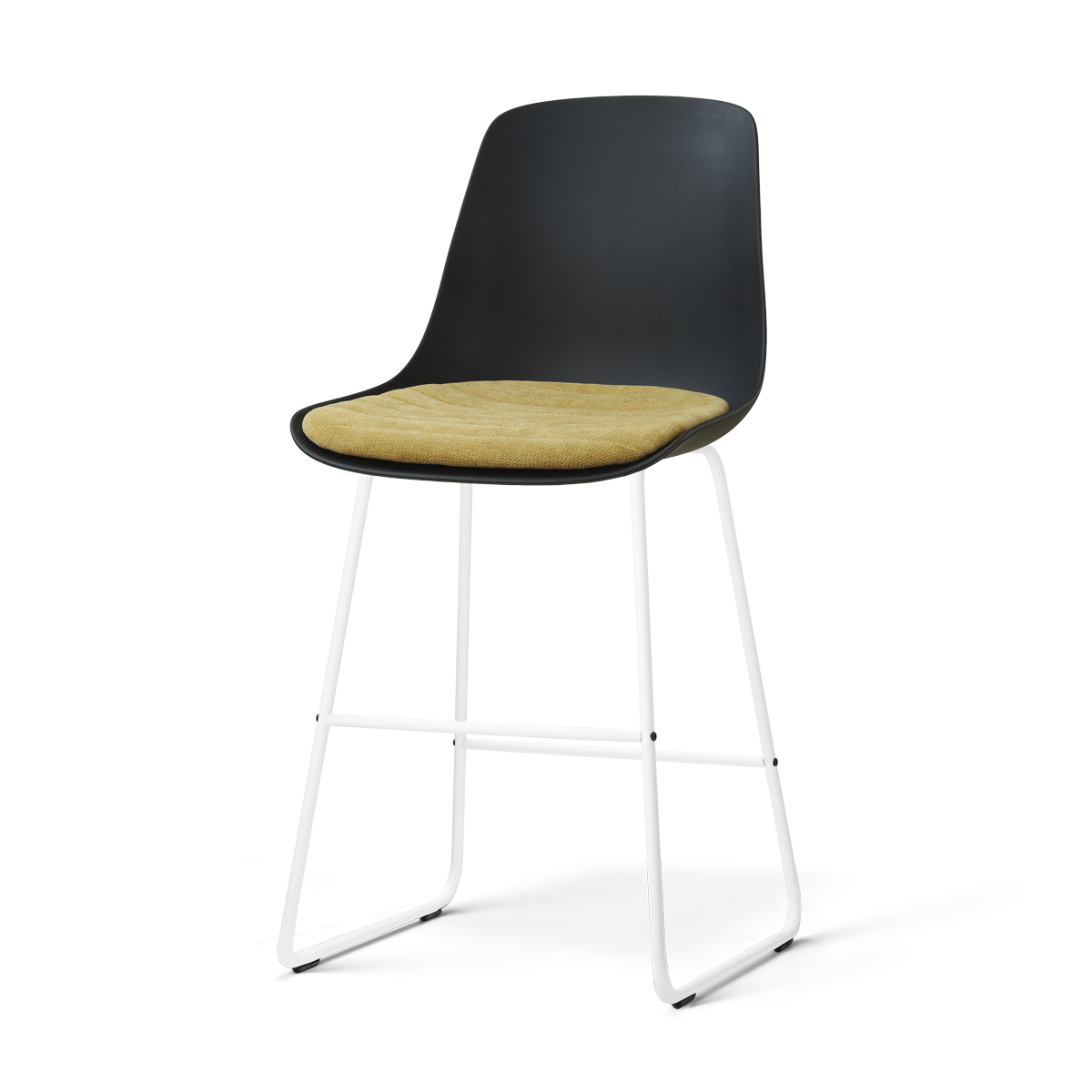 Nolon Nino-Liv barkruk zwart met warm oker zitkussen - wit onderstel - 65 cm