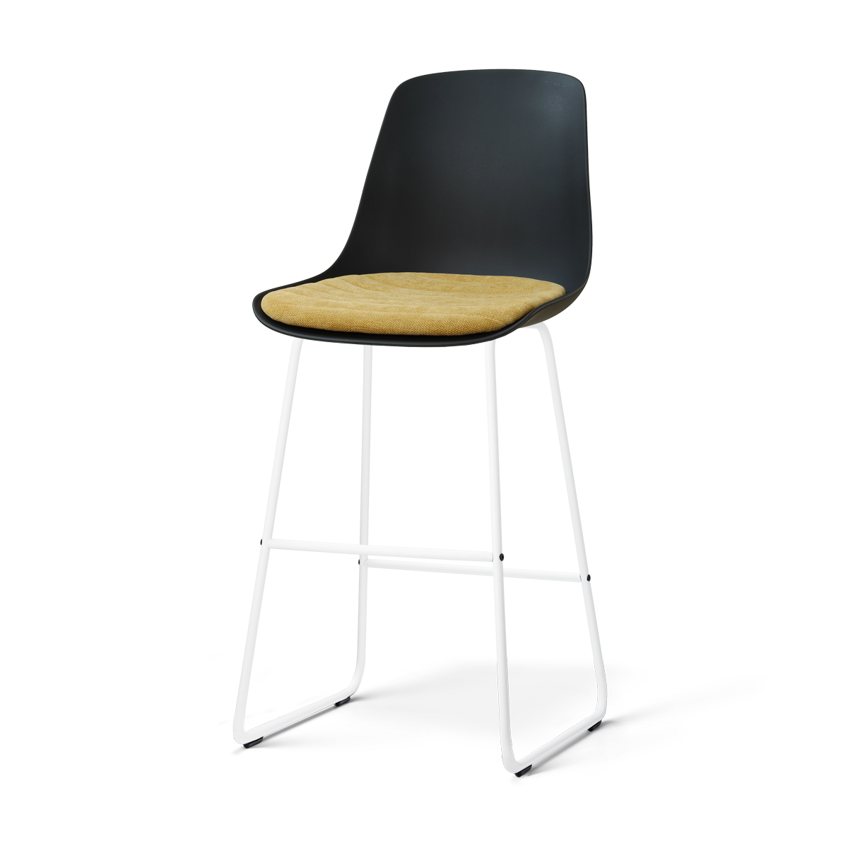 Nolon Nino-Liv barkruk zwart met warm oker zitkussen - wit onderstel - 75 cm