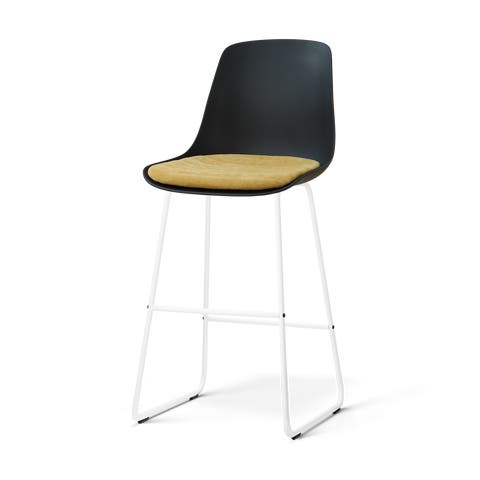 Nino-Liv barkruk zwart met warm oker zitkussen - wit onderstel - 75 cm