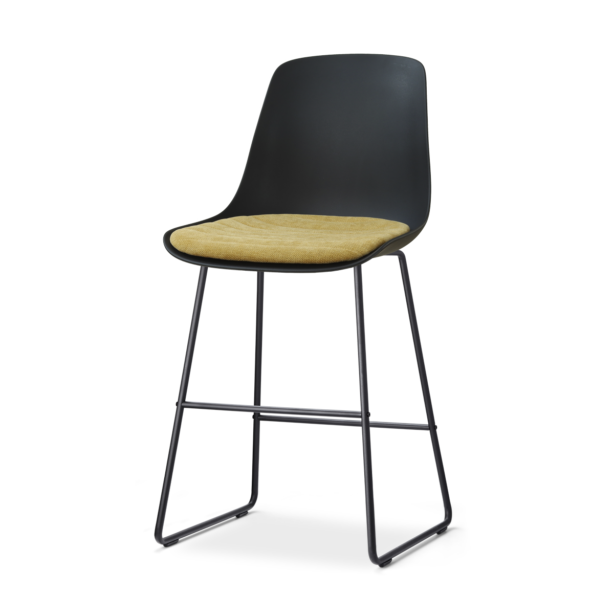 Nolon Nino-Liv barkruk zwart met warm oker zitkussen - zwart onderstel - 65 cm