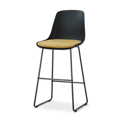 Nino-Liv barkruk zwart met warm oker zitkussen - zwart onderstel - 75 cm