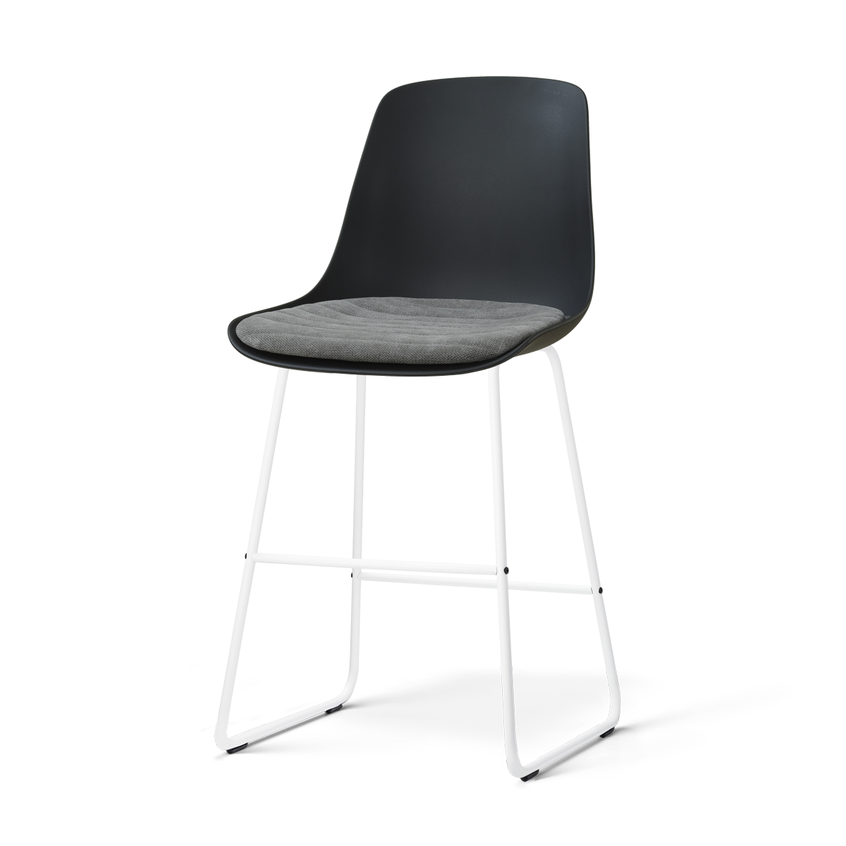 Nolon Nino-Liv barkruk zwart met zeegrijs zitkussen - wit onderstel - 65 cm