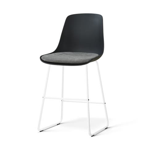 Nino-Liv barkruk zwart met zeegrijs zitkussen - wit onderstel - 65 cm