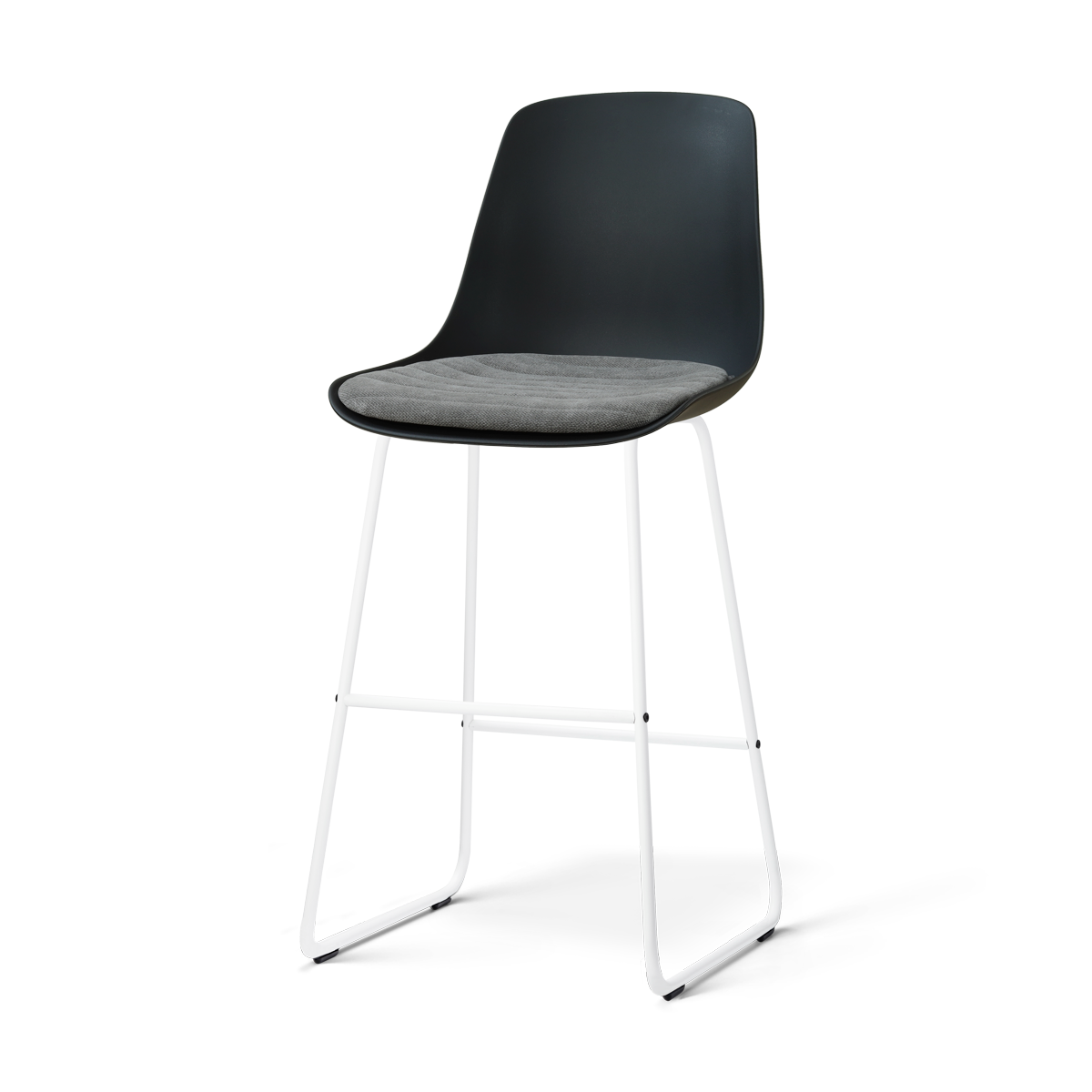 Nolon Nino-Liv barkruk zwart met zeegrijs zitkussen - wit onderstel - 75 cm