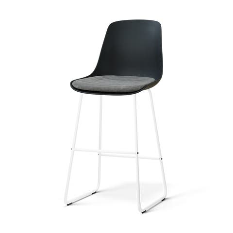Nino-Liv barkruk zwart met zeegrijs zitkussen - wit onderstel - 75 cm