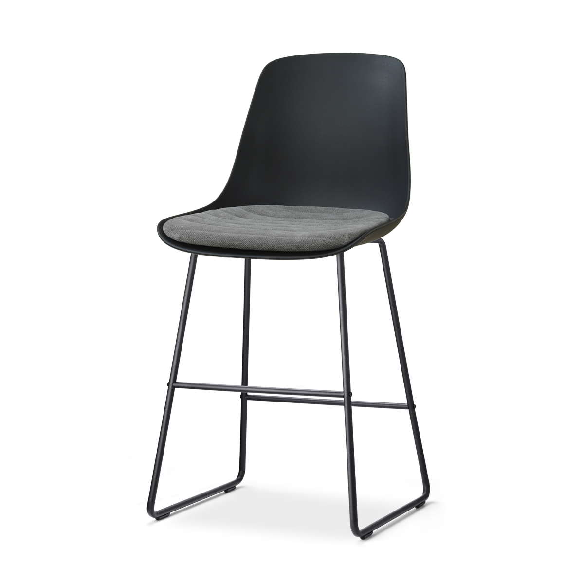 Nolon Nino-Liv barkruk zwart met zeegrijs zitkussen - zwart onderstel - 65 cm