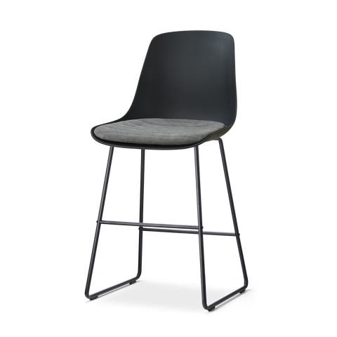 Nino-Liv barkruk zwart met zeegrijs zitkussen - zwart onderstel - 65 cm