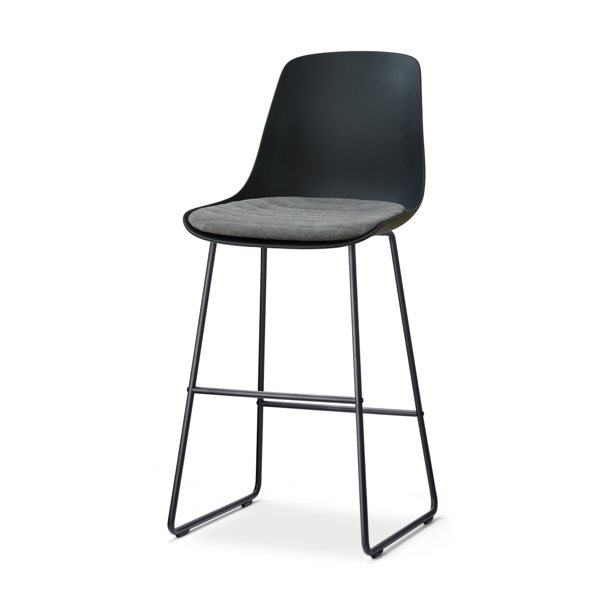 Nolon Nino-Liv barkruk zwart met zeegrijs zitkussen - zwart onderstel - 75 cm