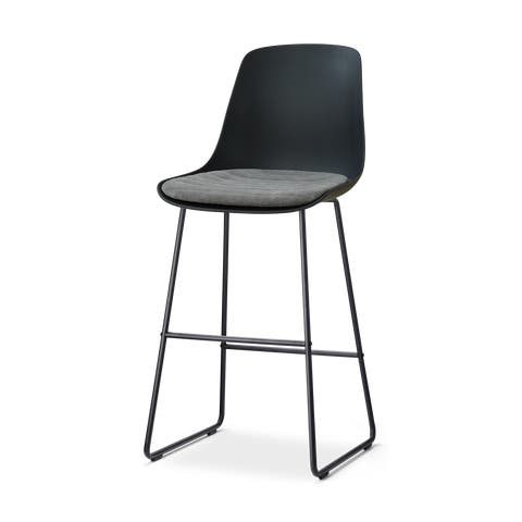 Nino-Liv barkruk zwart met zeegrijs zitkussen - zwart onderstel - 75 cm