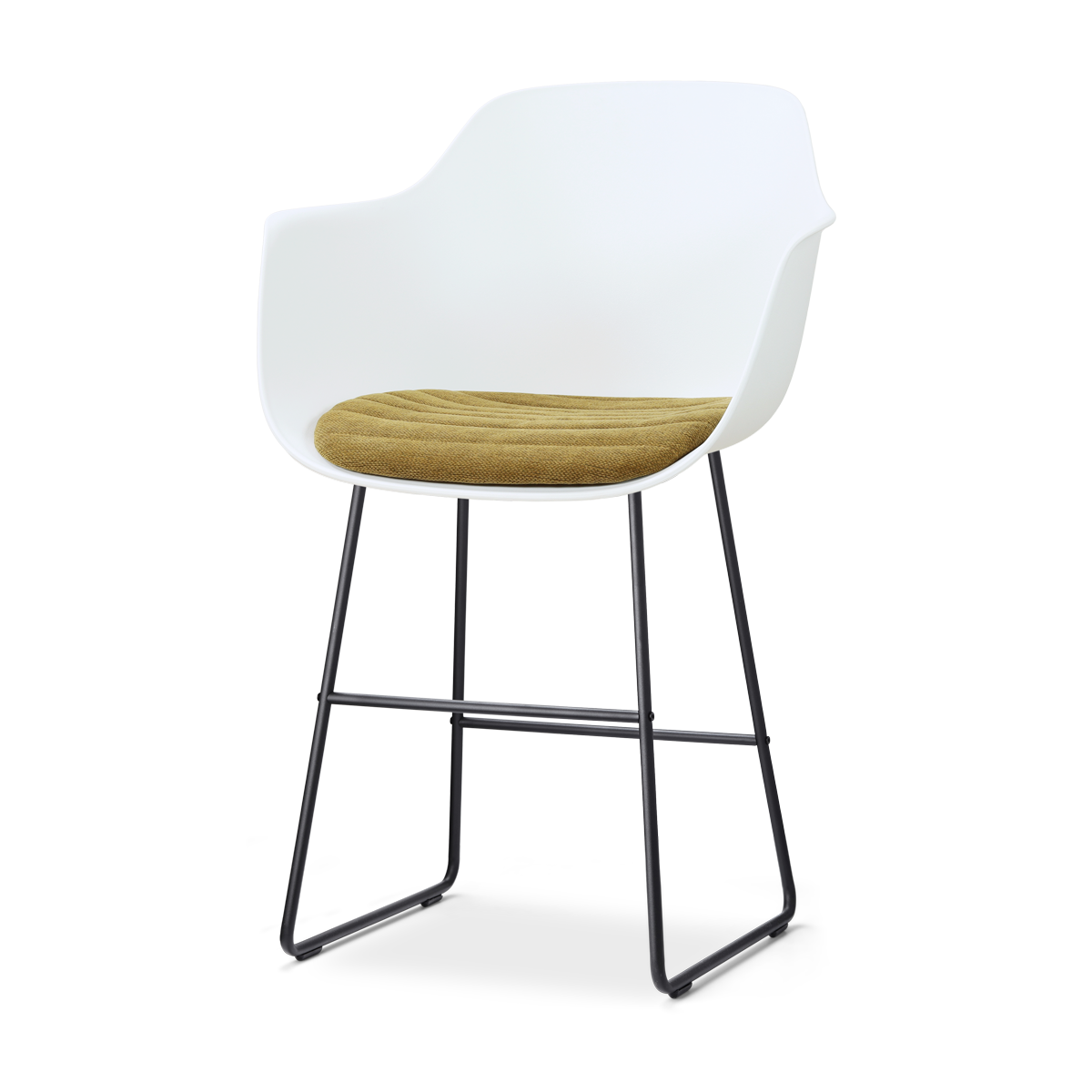 Nolon Nino-Liz barkruk wit met mosgroen zitkussen - zwart onderstel - 65 cm