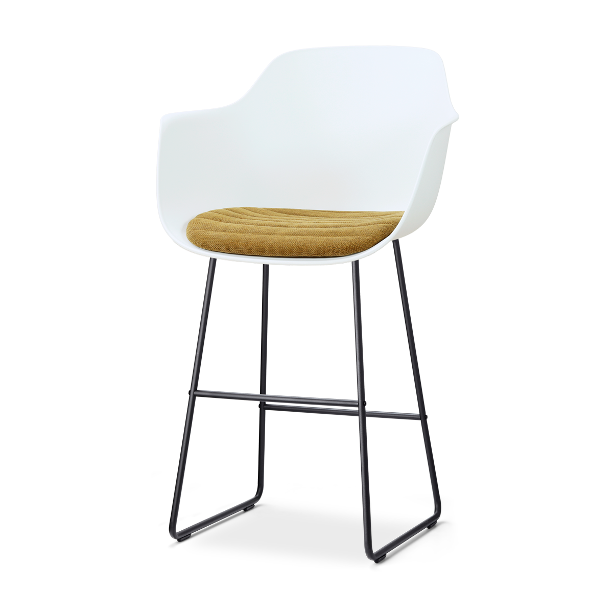 Nolon Nino-Liz barkruk wit met mosgroen zitkussen - zwart onderstel - 75 cm