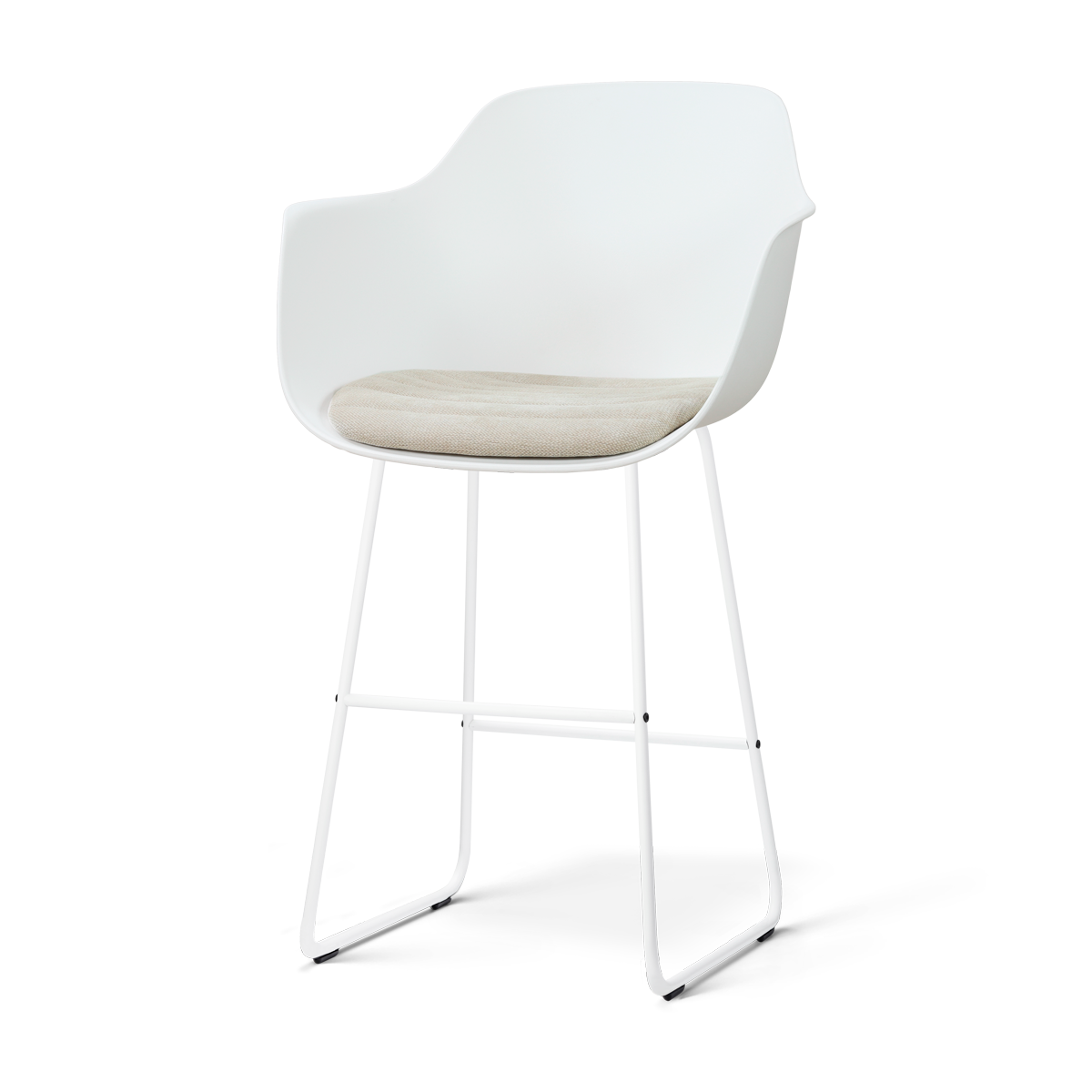 Nolon Nino-Liz barkruk wit met naturelbeige zitkussen - wit onderstel - 75 cm