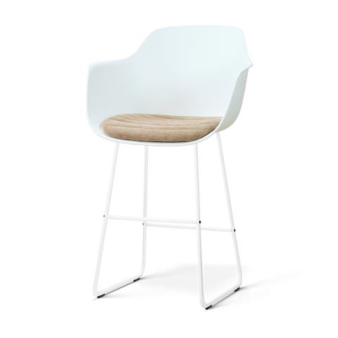 Nino-Liz barkruk wit met nougatbruin zitkussen - wit onderstel - 75 cm