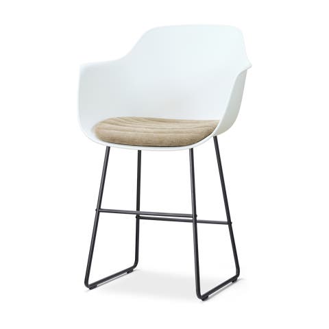 Nino-Liz barkruk wit met nougatbruin zitkussen - zwart onderstel - 65 cm