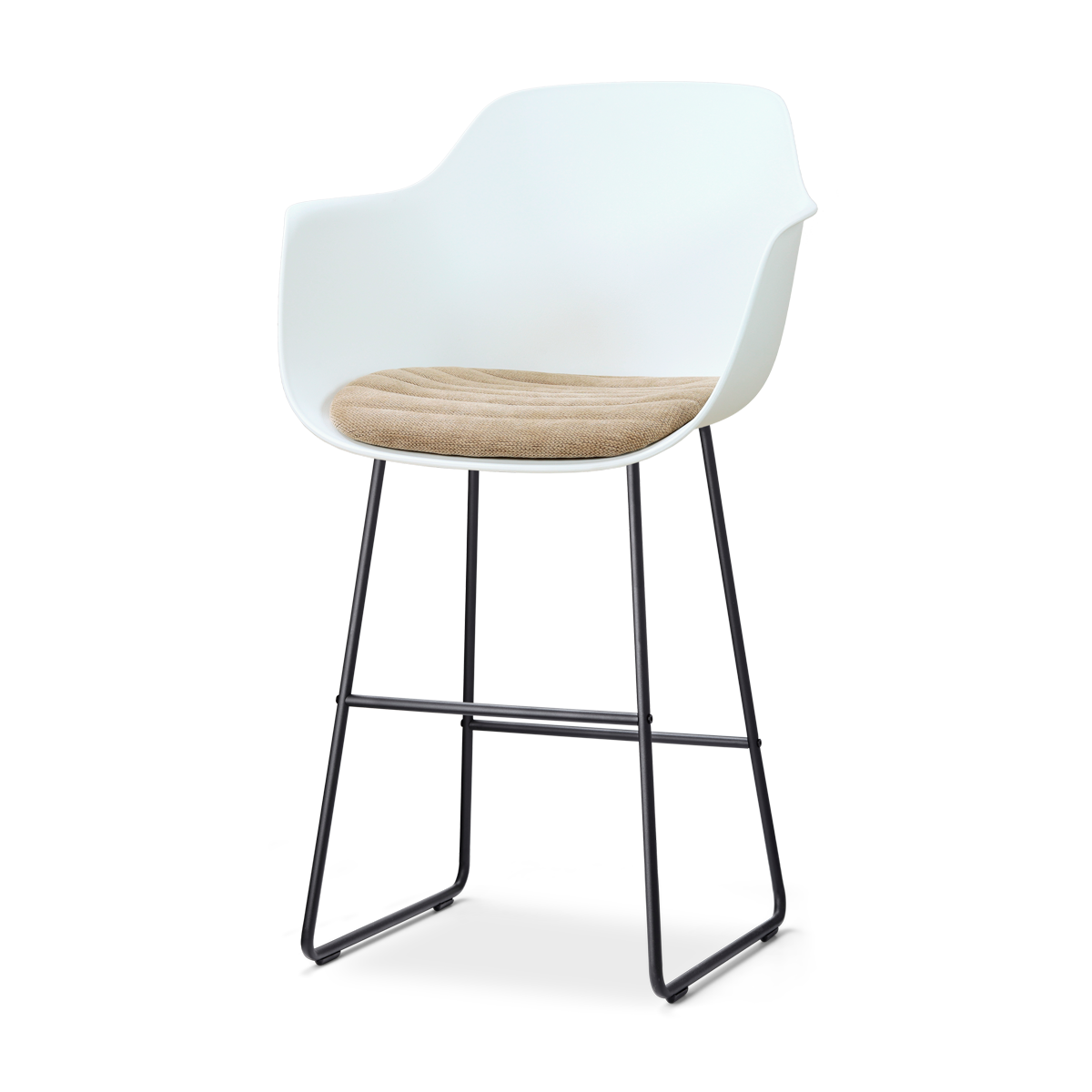 Nolon Nino-Liz barkruk wit met nougatbruin zitkussen - zwart onderstel - 75 cm