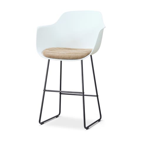 Nino-Liz barkruk wit met nougatbruin zitkussen - zwart onderstel - 75 cm