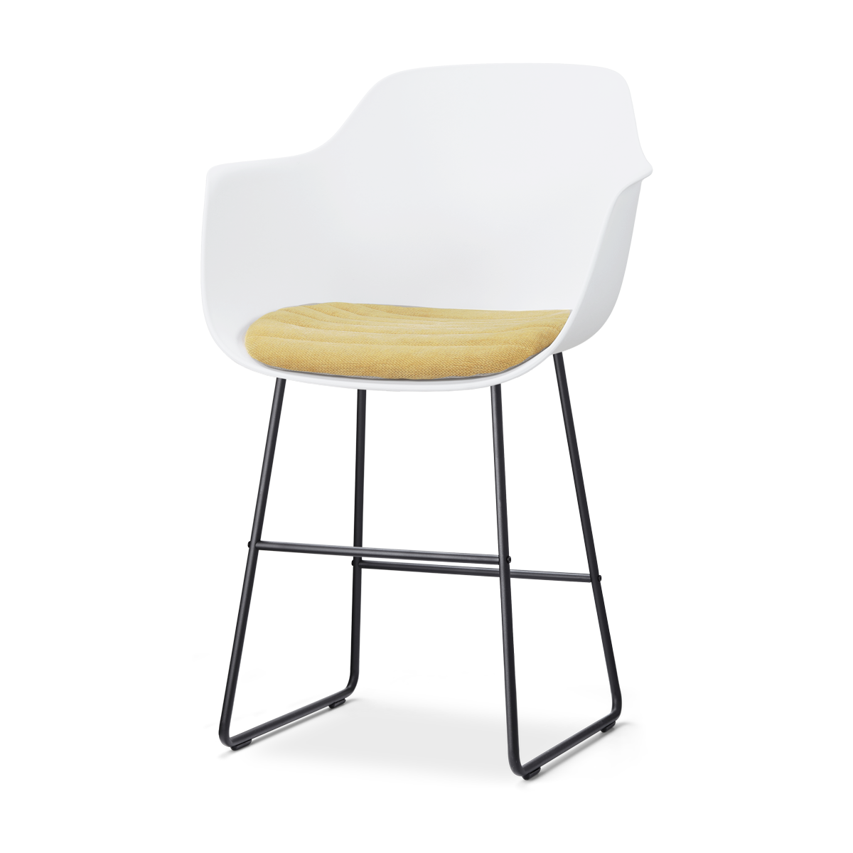 Nolon Nino-Liz barkruk wit met warm oker zitkussen - zwart onderstel - 65 cm