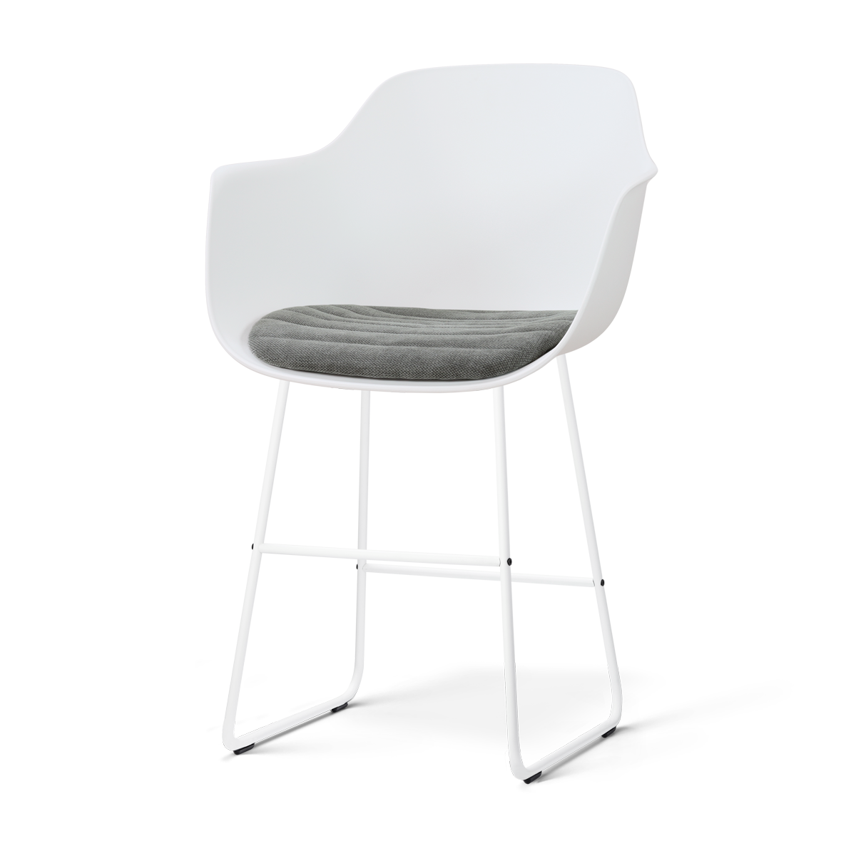 Nino-Liz barkruk wit met zeegrijs zitkussen - wit onderstel - 65 cm