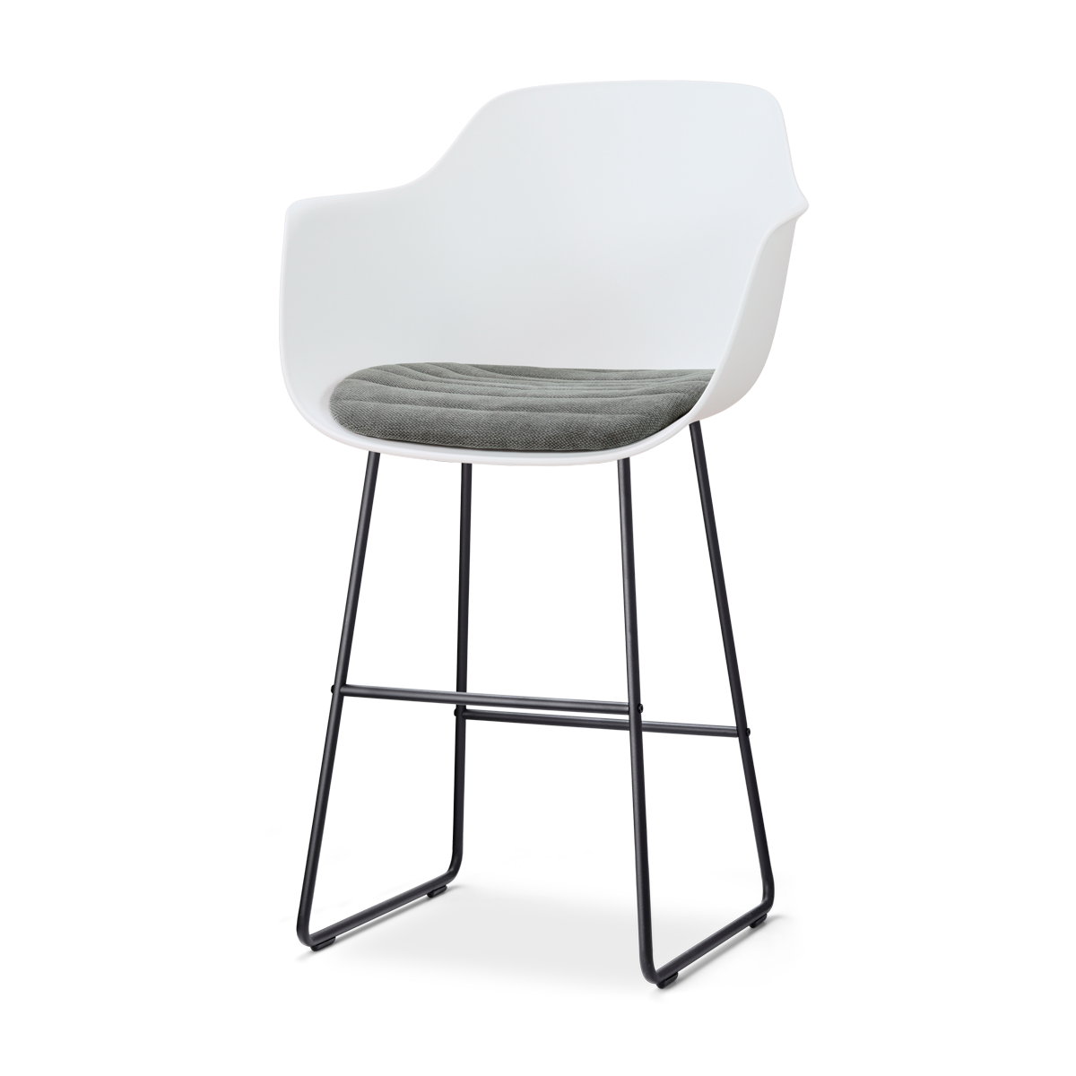 Nino-Liz barkruk wit met zeegrijs zitkussen - zwart onderstel - 75 cm