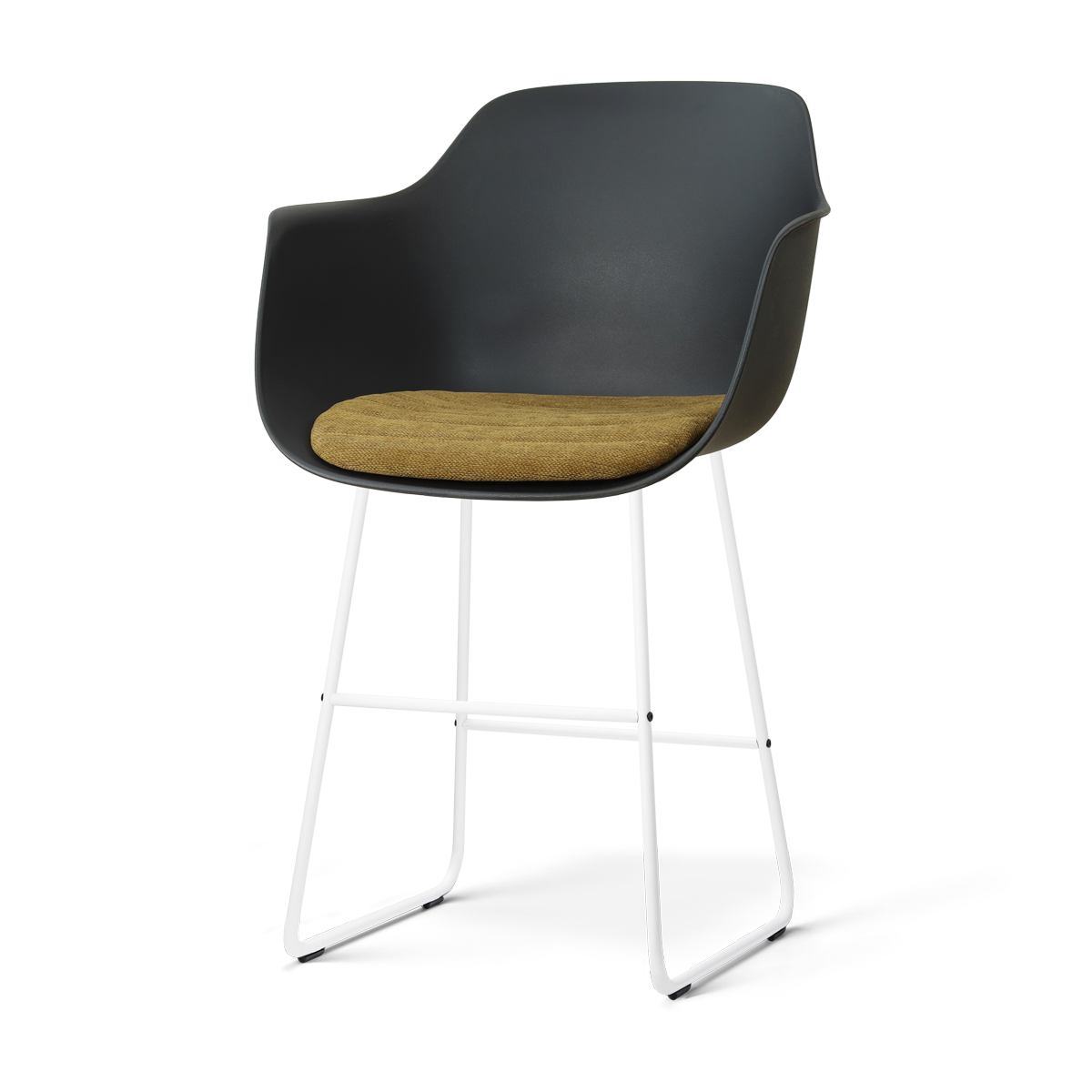 Nolon Nino-Liz barkruk zwart met mosgroen zitkussen - wit onderstel - 65 cm