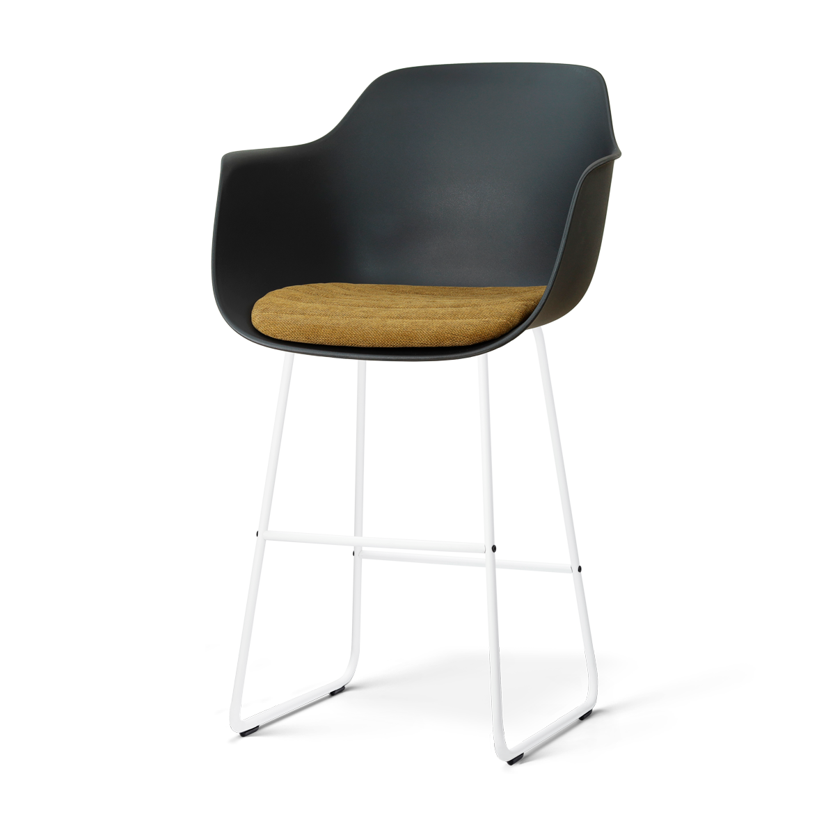 Nolon Nino-Liz barkruk zwart met mosgroen zitkussen - wit onderstel - 75 cm