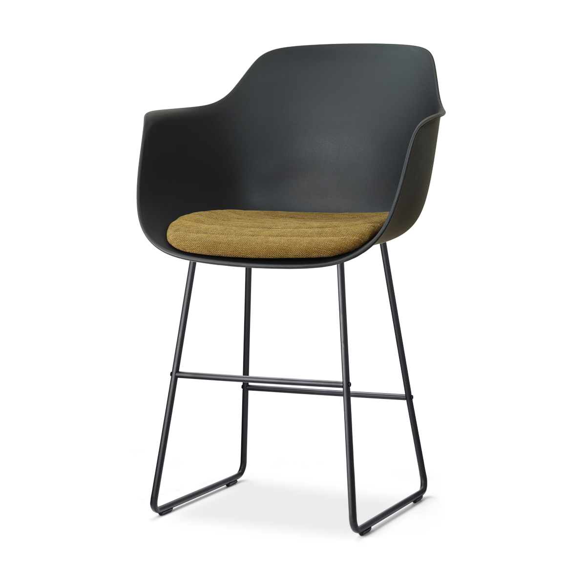 Nolon Nino-Liz barkruk zwart met mosgroen zitkussen - zwart onderstel - 65 cm