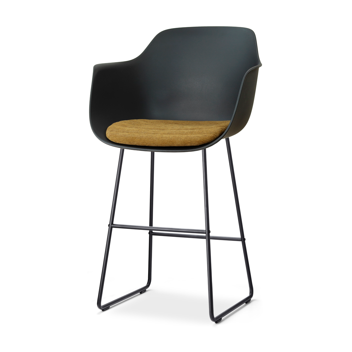 Nolon Nino-Liz barkruk zwart met mosgroen zitkussen - zwart onderstel - 75 cm