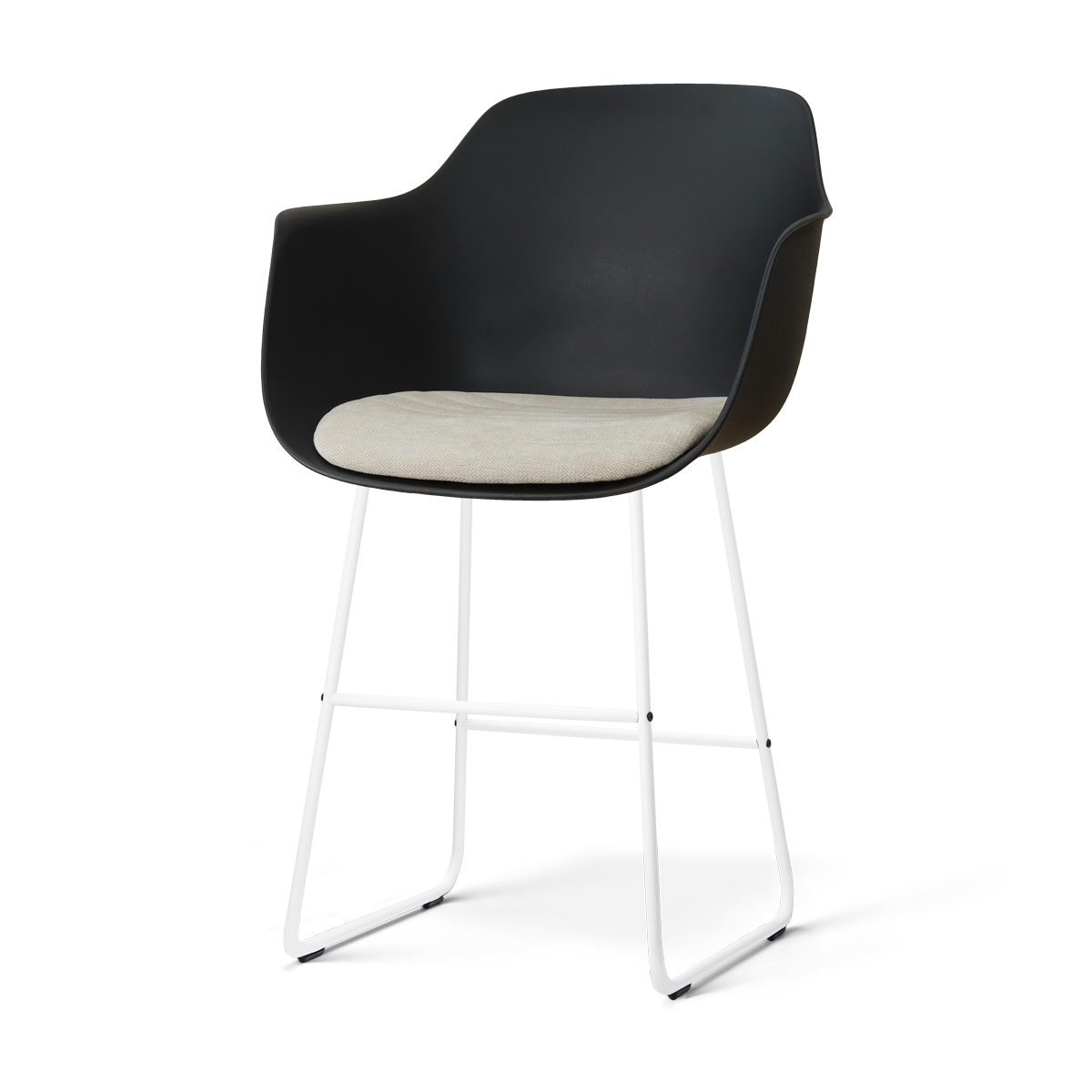 Nolon Nino-Liz barkruk zwart met naturelbeige zitkussen - wit onderstel - 65 cm