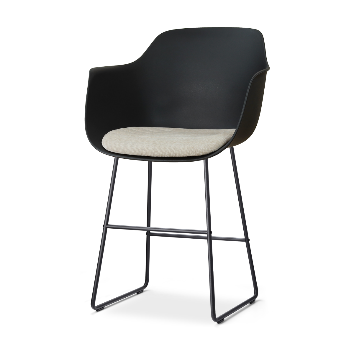 Nolon Nino-Liz barkruk zwart met naturelbeige zitkussen - zwart onderstel - 65 cm