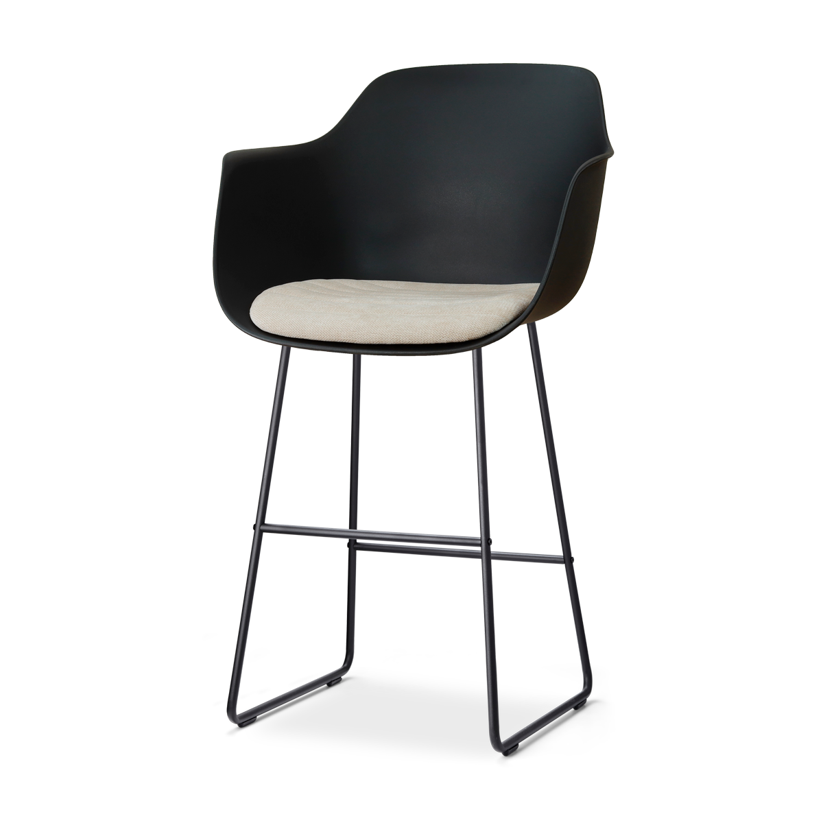 Nolon Nino-Liz barkruk zwart met naturelbeige zitkussen - zwart onderstel - 75 cm