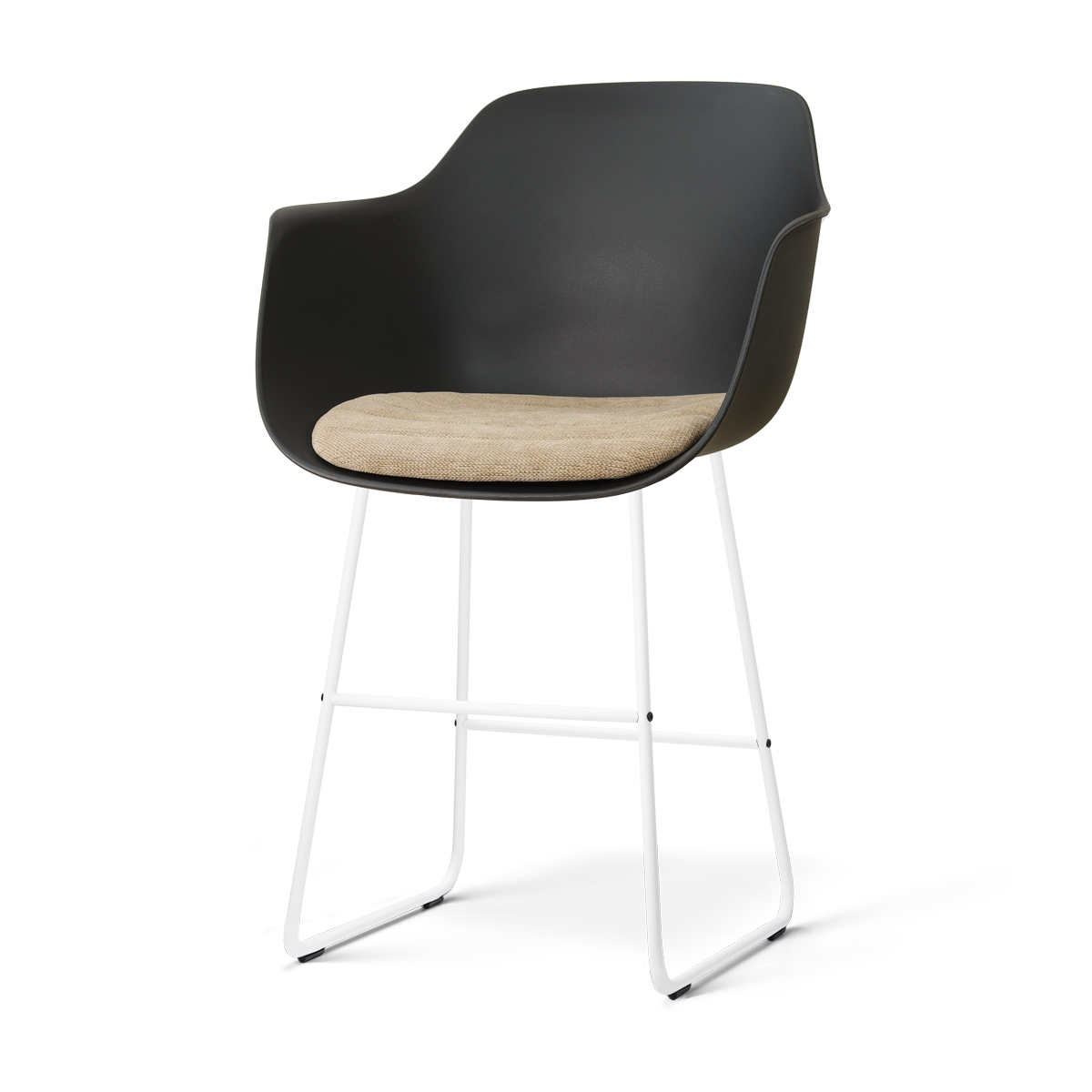 Nolon Nino-Liz barkruk zwart met nougatbruin zitkussen - wit onderstel - 65 cm