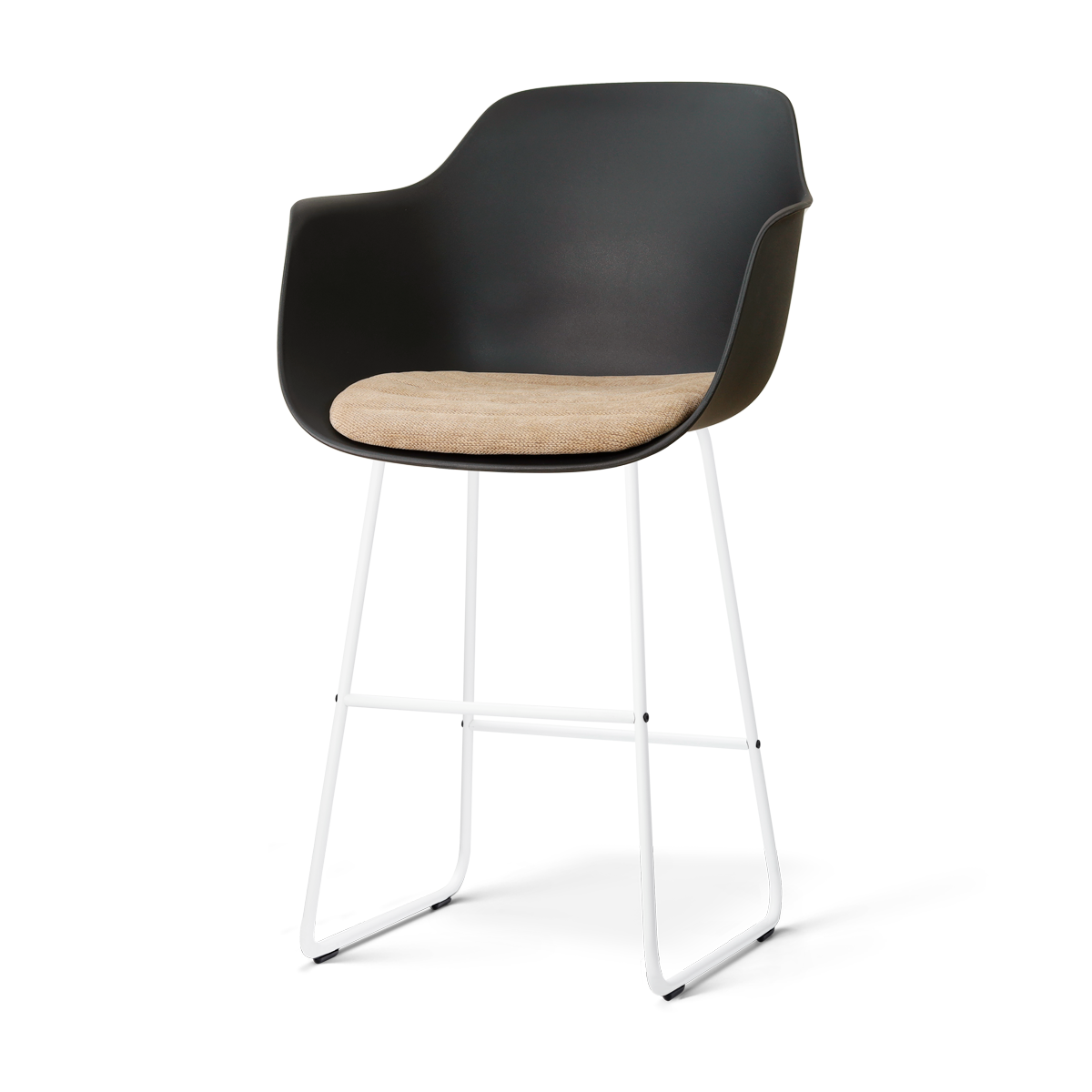 Nolon Nino-Liz barkruk zwart met nougatbruin zitkussen - wit onderstel - 75 cm