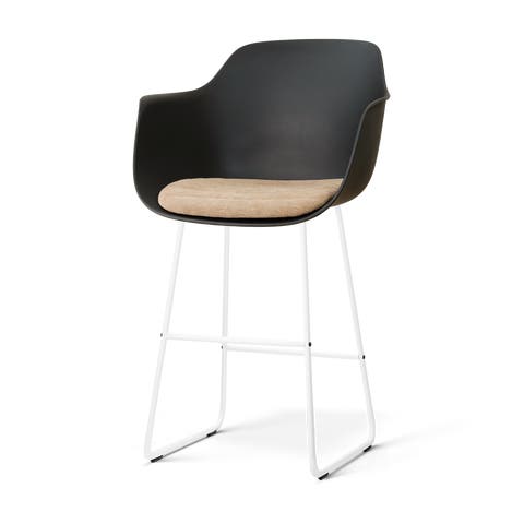 Nino-Liz barkruk zwart met nougatbruin zitkussen - wit onderstel - 75 cm