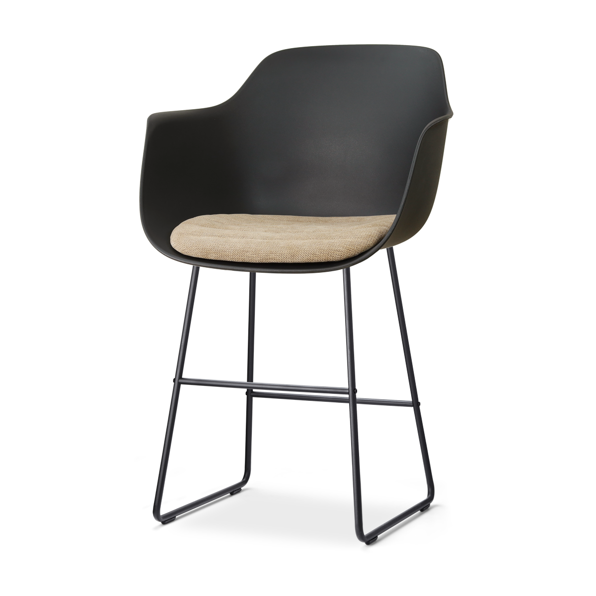 Nolon Nino-Liz barkruk zwart met nougatbruin zitkussen - zwart onderstel - 65 cm