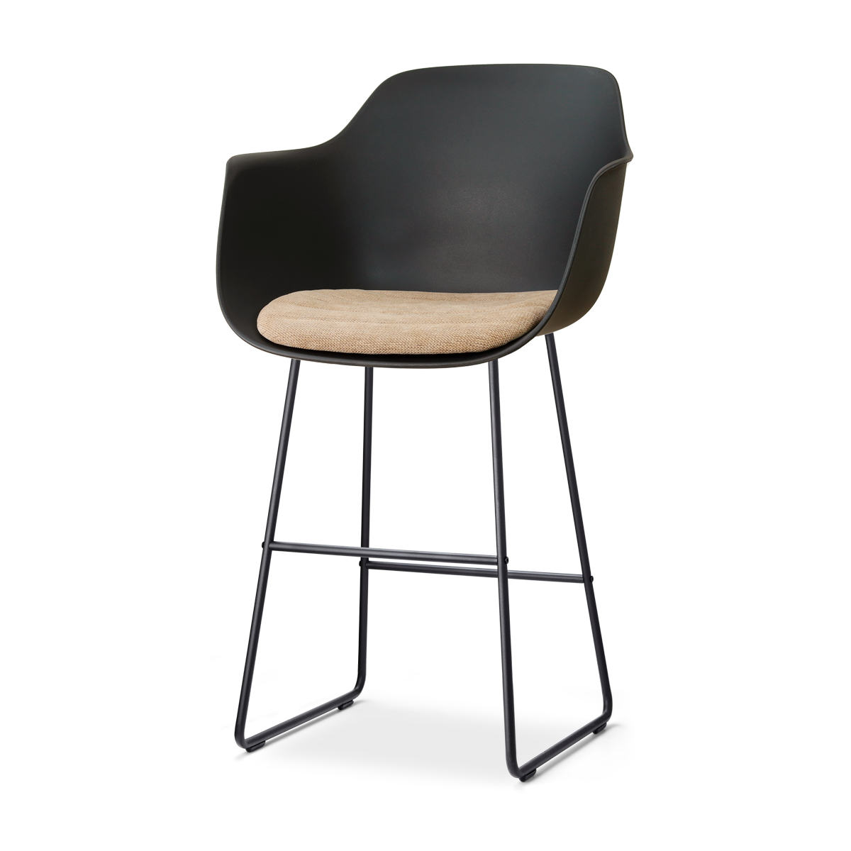 Nolon Nino-Liz barkruk zwart met nougatbruin zitkussen - zwart onderstel - 75 cm