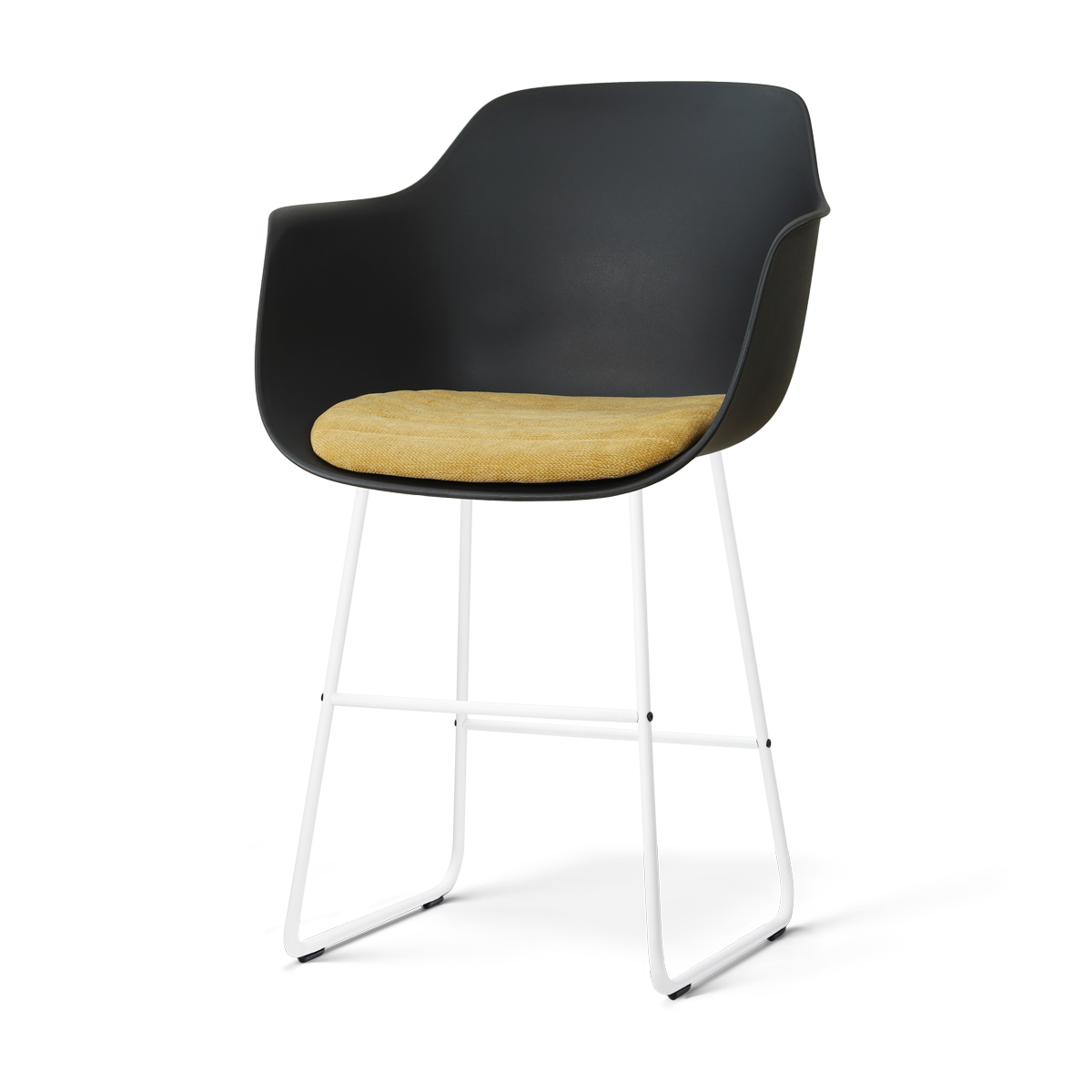 Nolon Nino-Liz barkruk zwart met warm oker zitkussen - wit onderstel - 65 cm