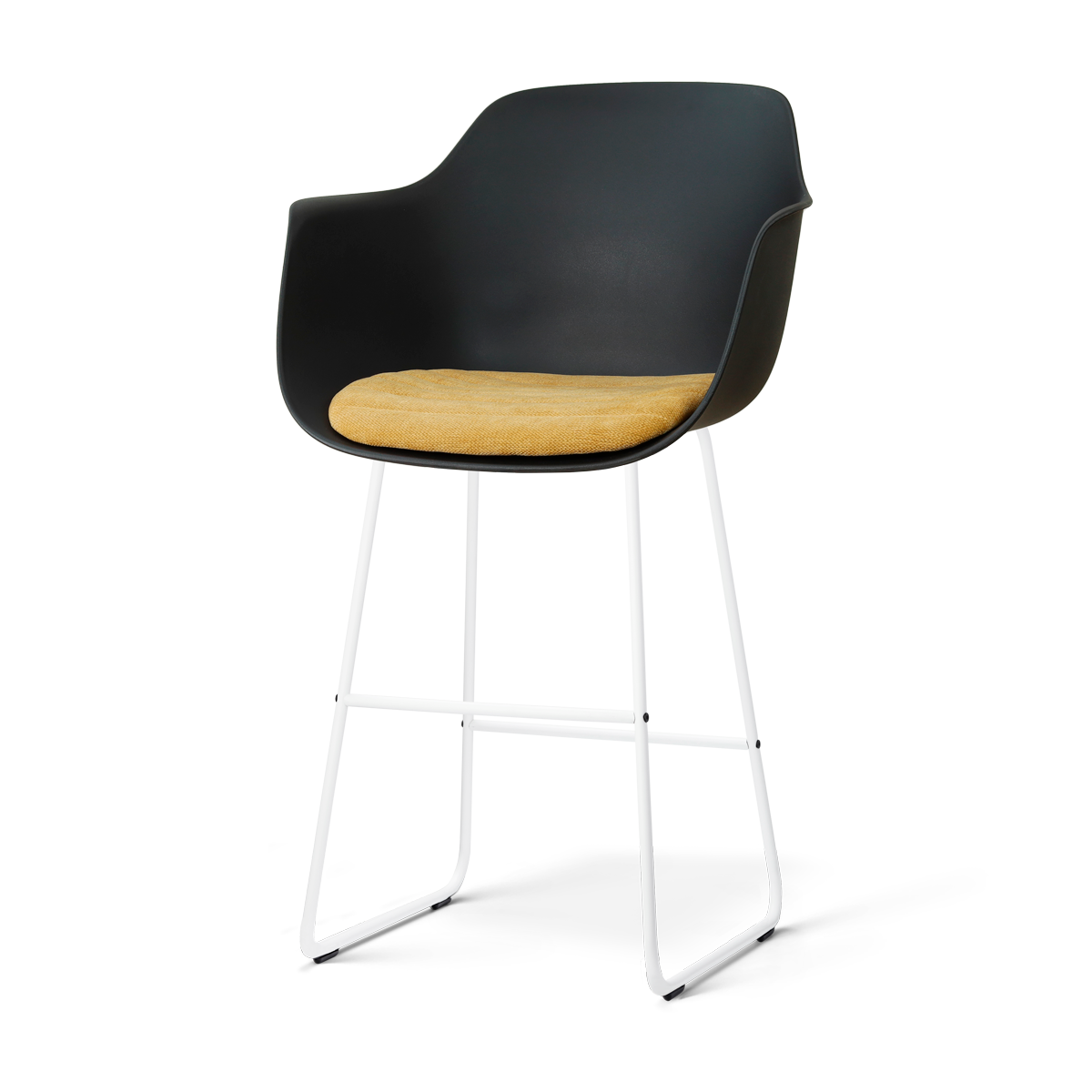 Nolon Nino-Liz barkruk zwart met warm oker zitkussen - wit onderstel - 75 cm