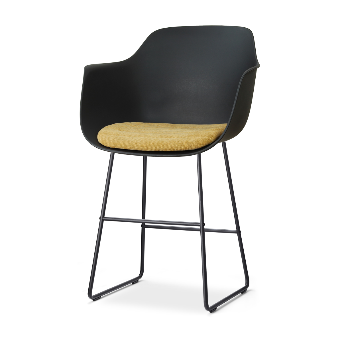 Nolon Nino-Liz barkruk zwart met warm oker zitkussen - zwart onderstel - 65 cm