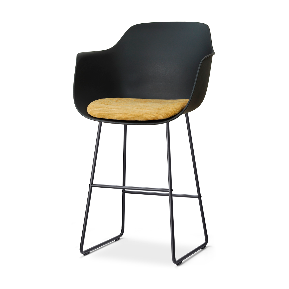 Nolon Nino-Liz barkruk zwart met warm oker zitkussen - zwart onderstel - 75 cm