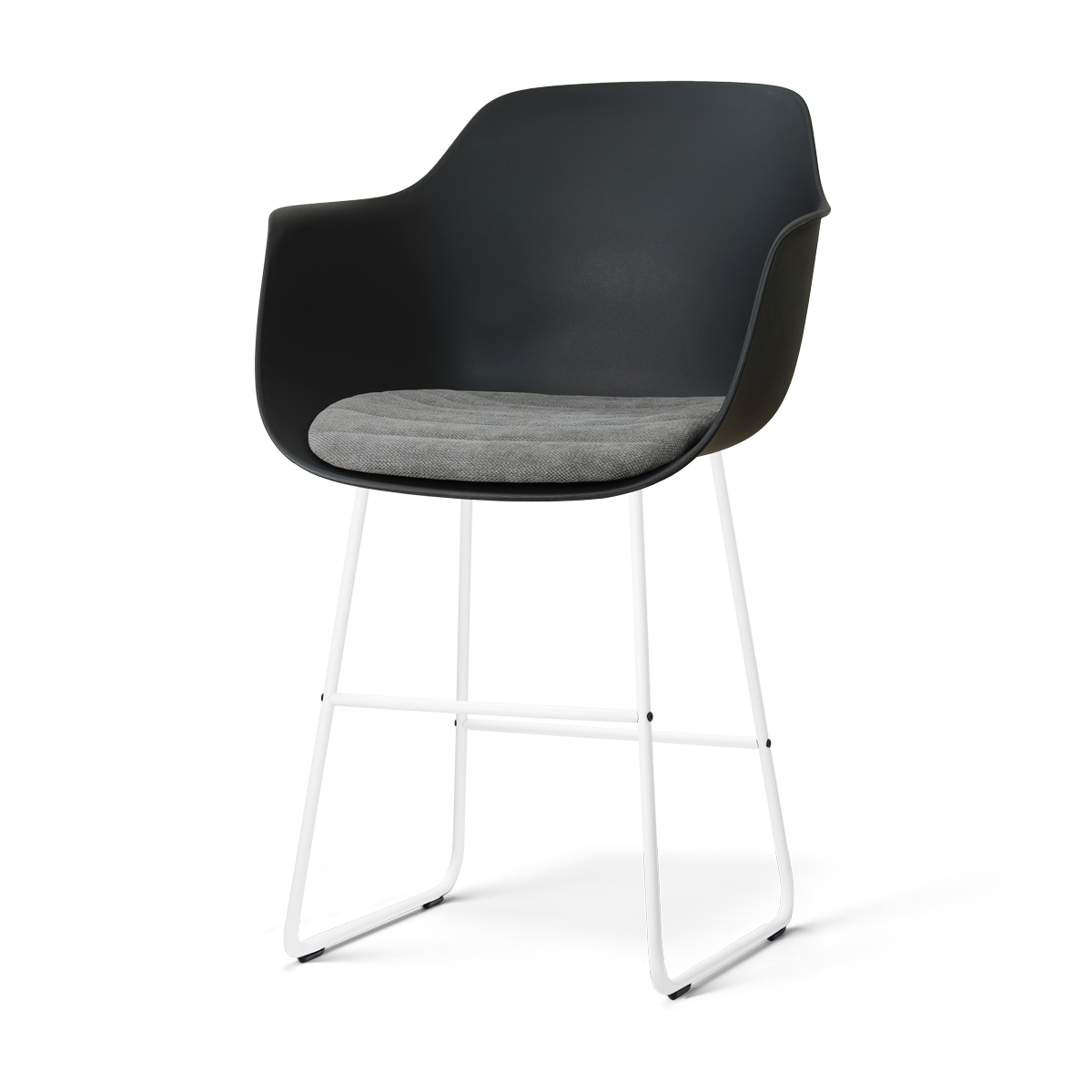 Nino-Liz barkruk zwart met zeegrijs zitkussen - wit onderstel - 65 cm