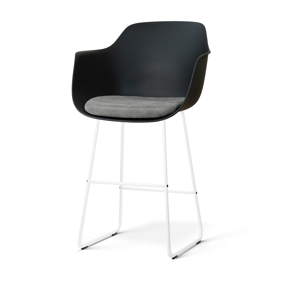 Nino-Liz barkruk zwart met zeegrijs zitkussen - wit onderstel - 75 cm