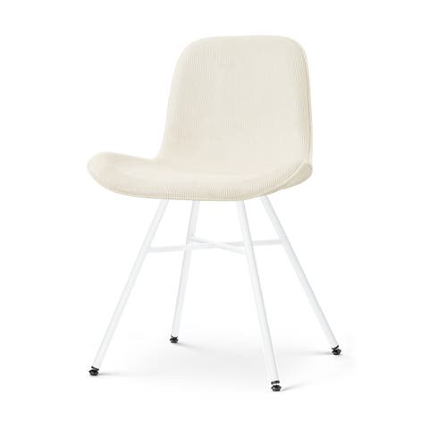 Noa-Fé eetkamerstoel rib beige - wit onderstel