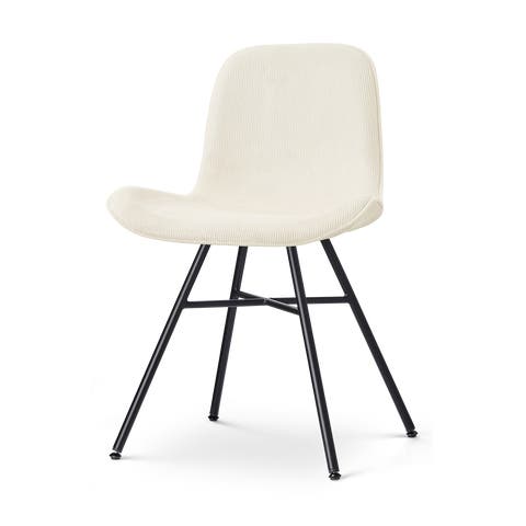 Noa-Fé eetkamerstoel rib beige - zwart onderstel