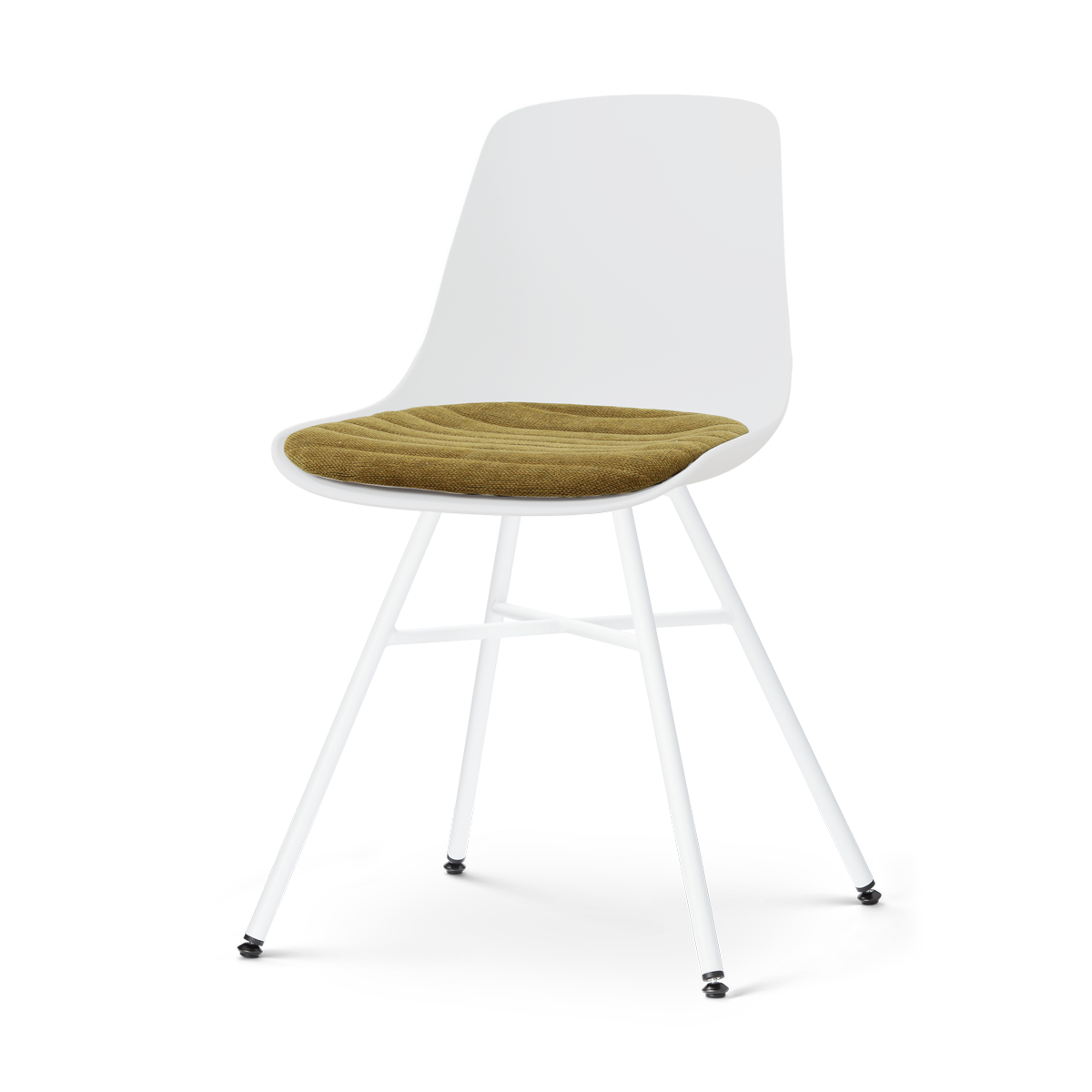 Nolon Noa-Liv eetkamerstoel wit met mosgroen zitkussen - wit onderstel