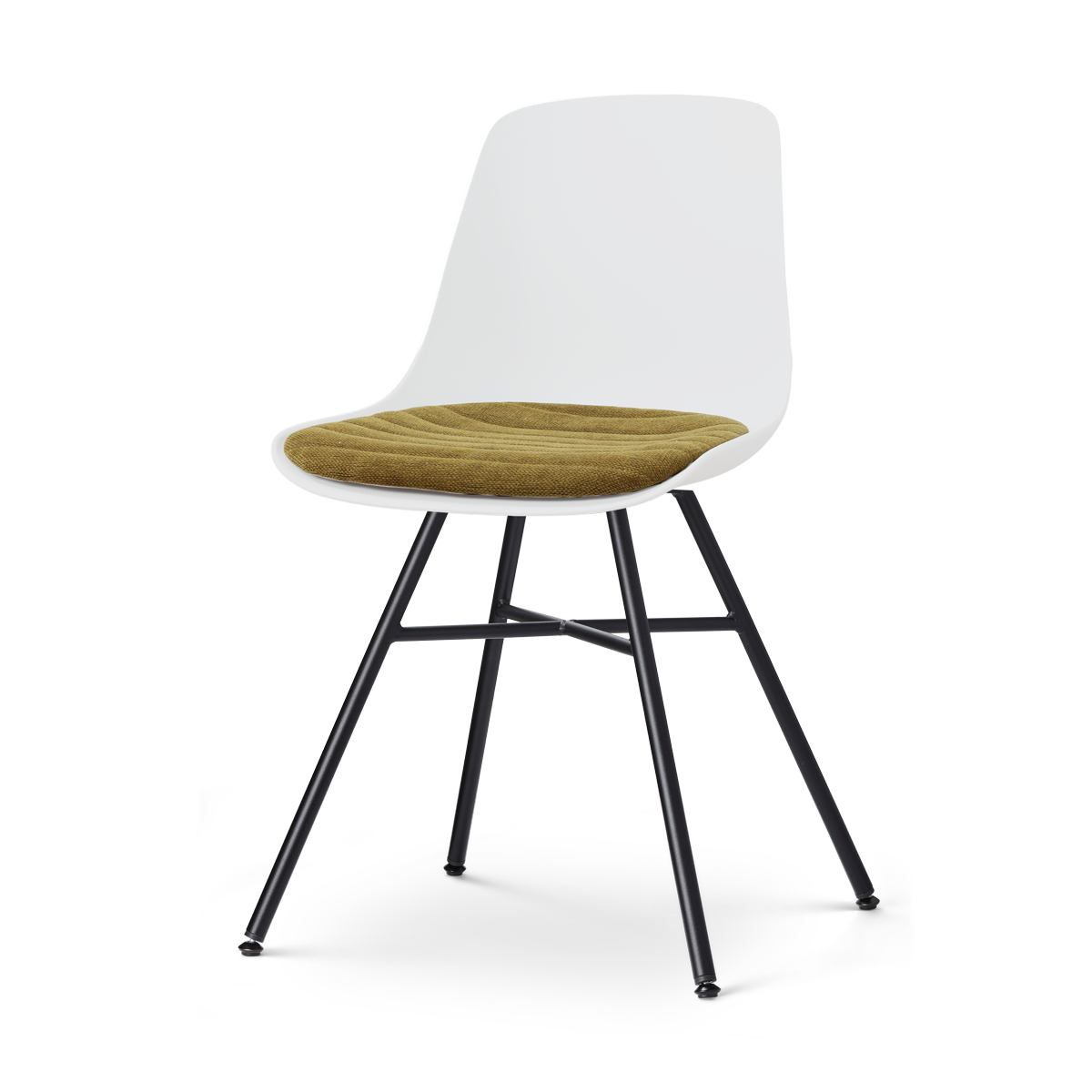 Nolon Noa-Liv eetkamerstoel wit met mosgroen zitkussen - zwart onderstel