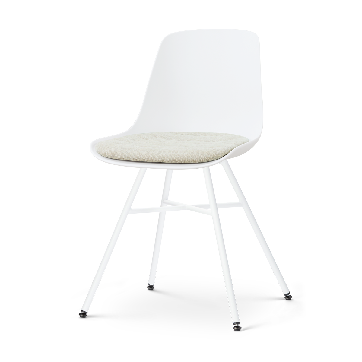 Nolon Noa-Liv eetkamerstoel wit met naturelbeige zitkussen - wit onderstel