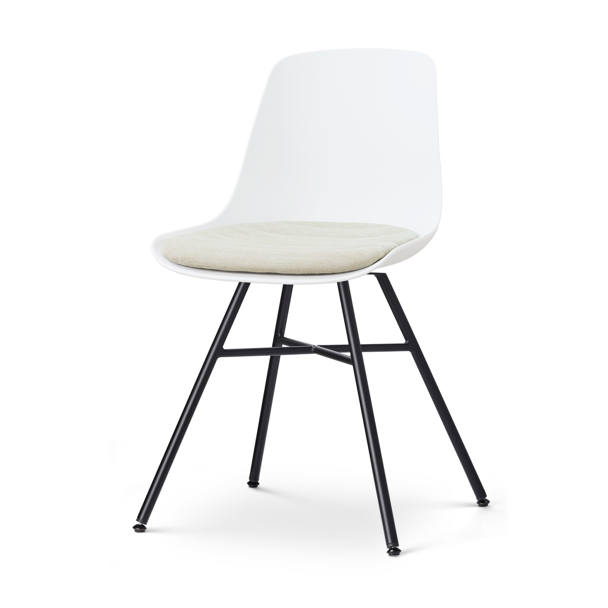 Nolon Noa-Liv eetkamerstoel wit met naturelbeige zitkussen - zwart onderstel