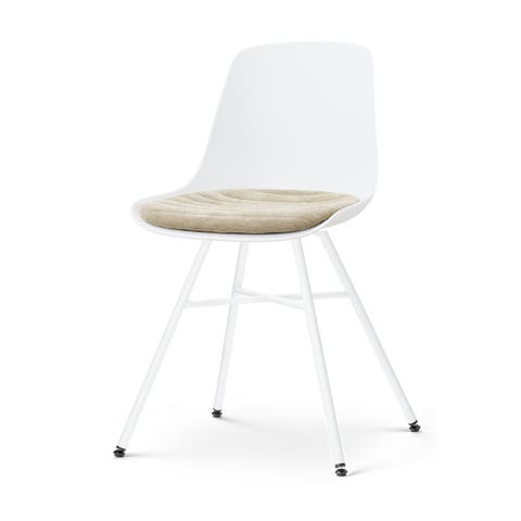 Noa-Liv eetkamerstoel wit met nougatbruin zitkussen - wit onderstel
