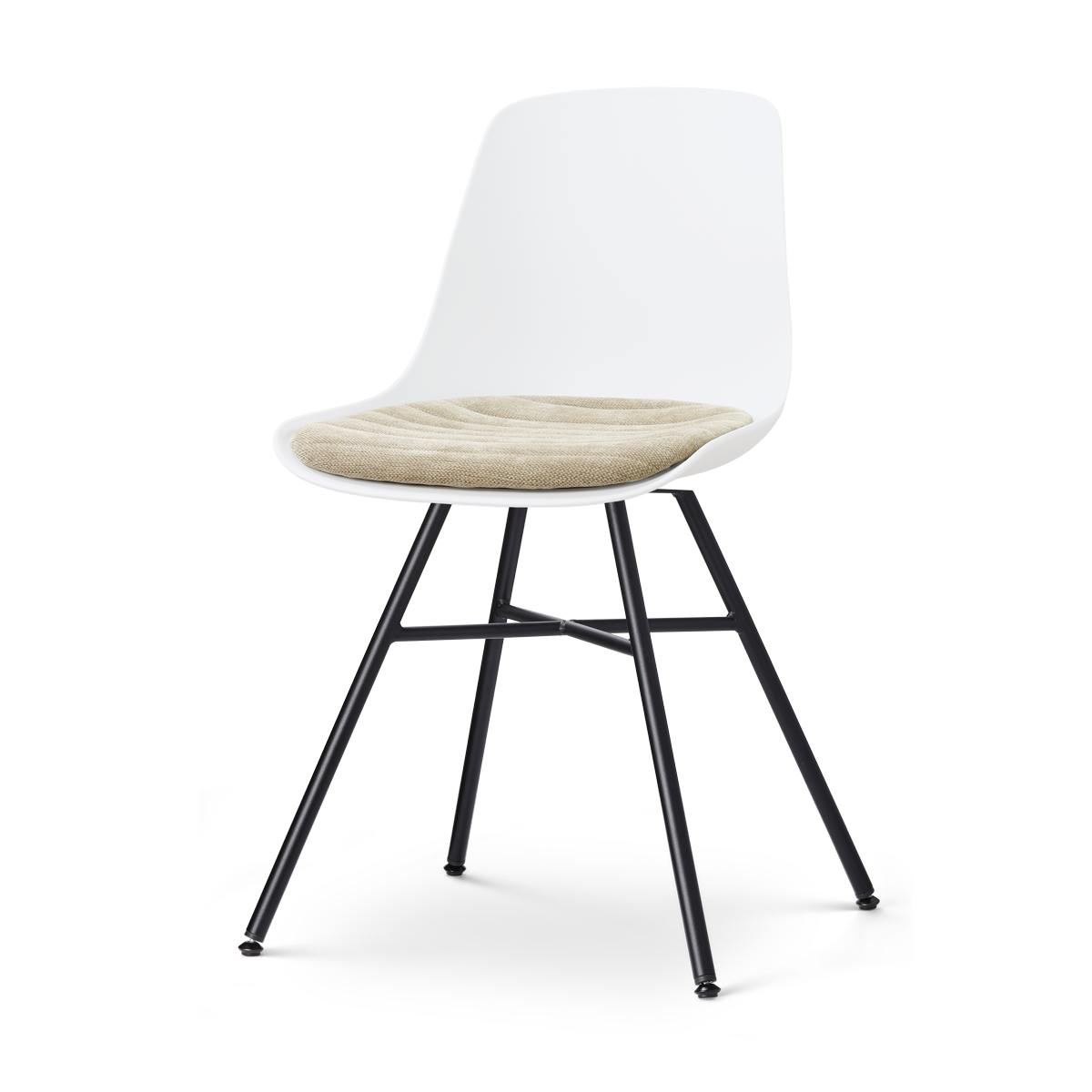 Nolon Noa-Liv eetkamerstoel wit met nougatbruin zitkussen - zwart onderstel