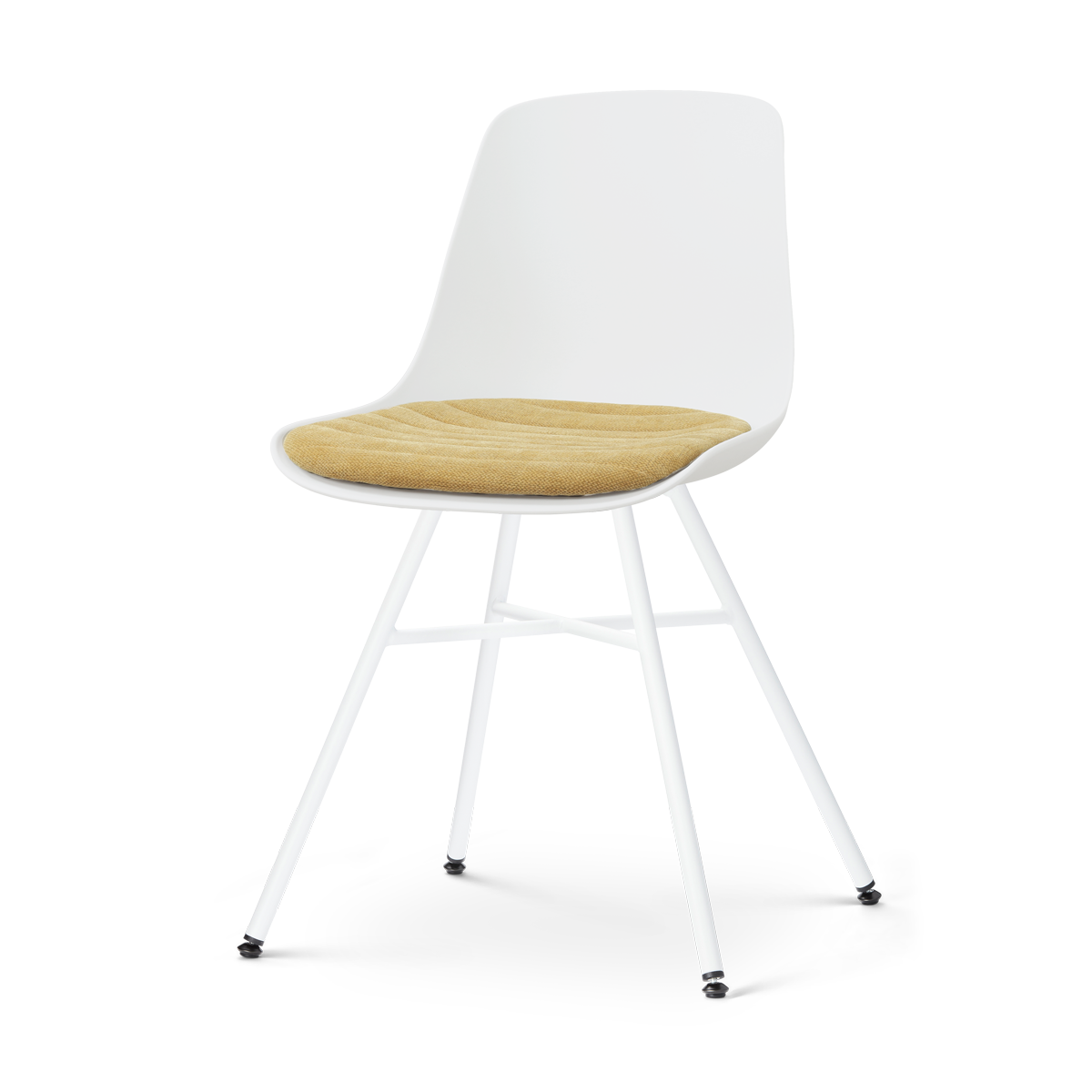 Nolon Noa-Liv eetkamerstoel wit met warm oker zitkussen - wit onderstel